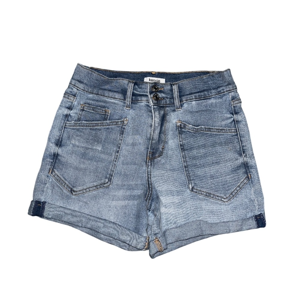 Kensie Blue Jean Shorts with Distressed Hem